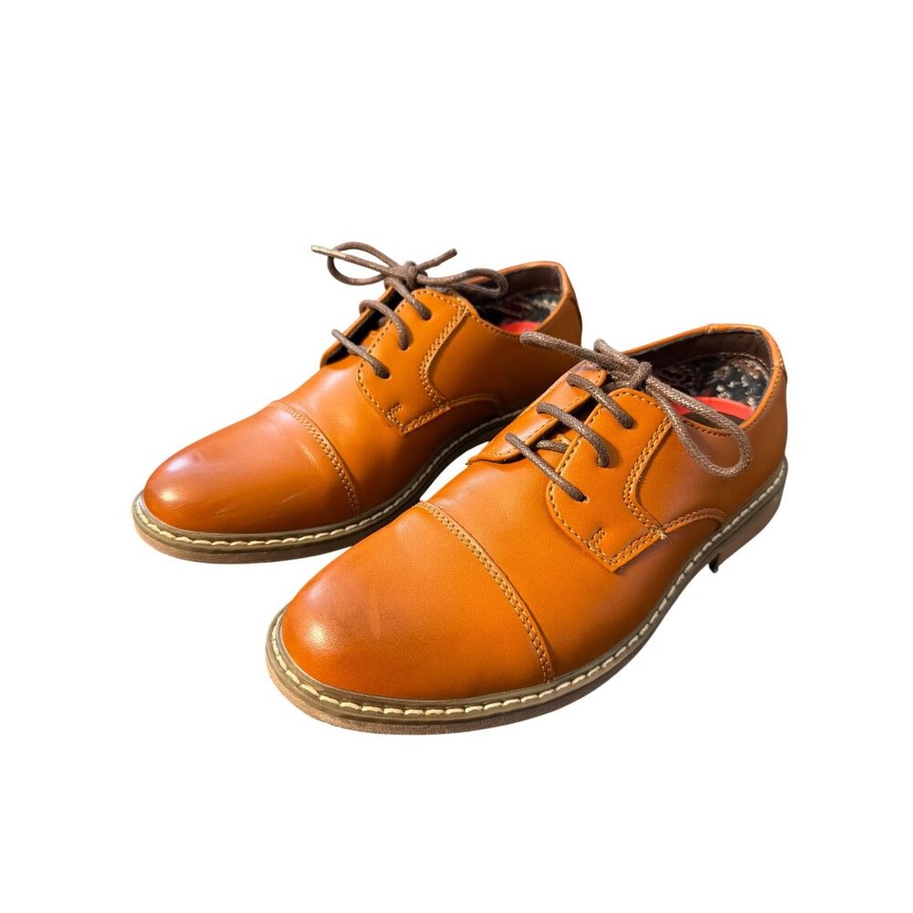 Bruno Marc Boys Dress Shoes Lace Up Oxford Brown Leather Youth Size 2